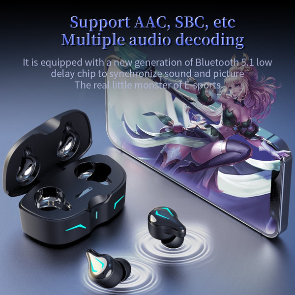 New Bluetooth 5.1 True Wireless Gamer Headset Earbuds With Microphone For Android iPhones