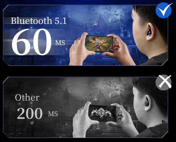 New Bluetooth 5.1 True Wireless Gamer Headset Earbuds With Microphone For Android iPhones
