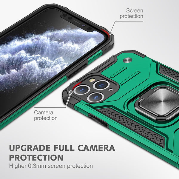 New Rugged Armor Magnetic Bumper Case With Ring Holder Kickstand For iPhone 14 13 12 11 Pro Max Series