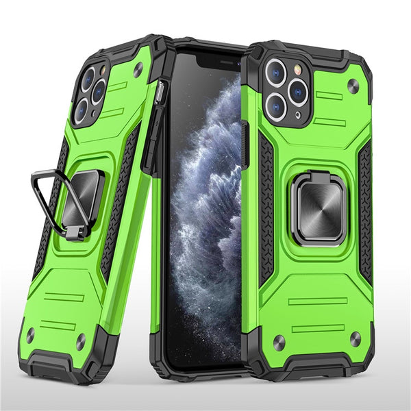 New Rugged Armor Magnetic Bumper Case With Ring Holder Kickstand For iPhone 14 13 12 11 Pro Max Series