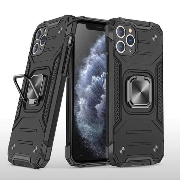 New Rugged Armor Magnetic Bumper Case With Ring Holder Kickstand For iPhone 14 13 12 11 Pro Max Series
