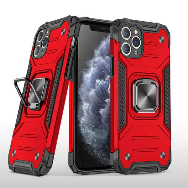 New Rugged Armor Magnetic Bumper Case With Ring Holder Kickstand For iPhone 14 13 12 11 Pro Max Series
