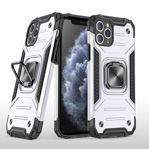 New Rugged Armor Magnetic Bumper Case With Ring Holder Kickstand For iPhone 14 13 12 11 Pro Max Series