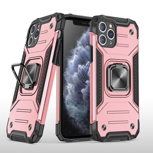 New Rugged Armor Magnetic Bumper Case With Ring Holder Kickstand For iPhone 14 13 12 11 Pro Max Series