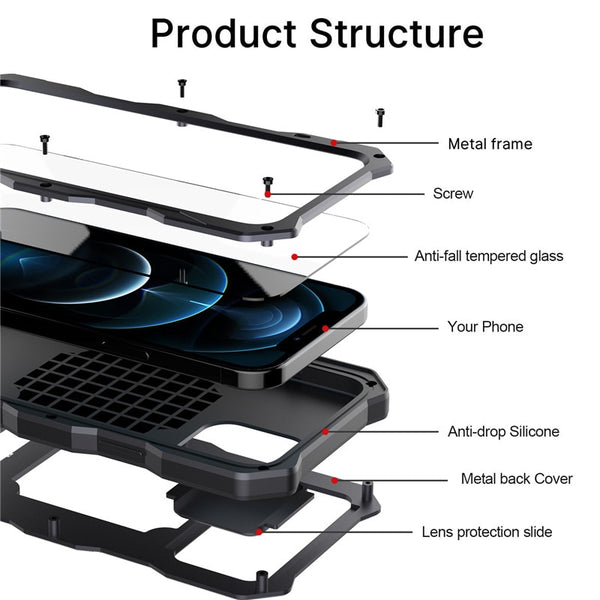 New Rugged Armor Protective Camera Slide Bumper Case With Kickstand For iPhone 13 12 Pro Max Series