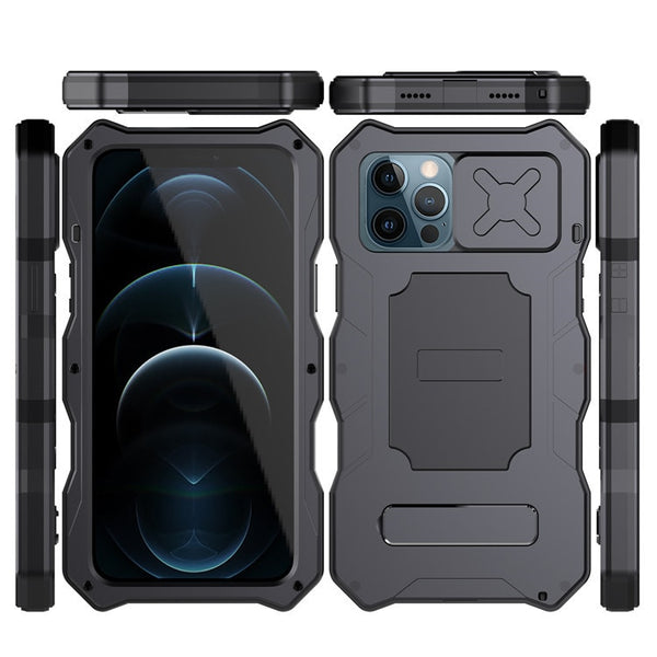 New Rugged Armor Protective Camera Slide Bumper Case With Kickstand For iPhone 13 12 Pro Max Series