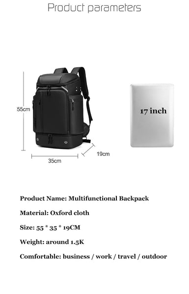 New Large Capacity Anti-Theft 17 Inch Laptop Bag Mountaineer Outdoor Travel Backpack With USB Charging Port Shoe Compartment