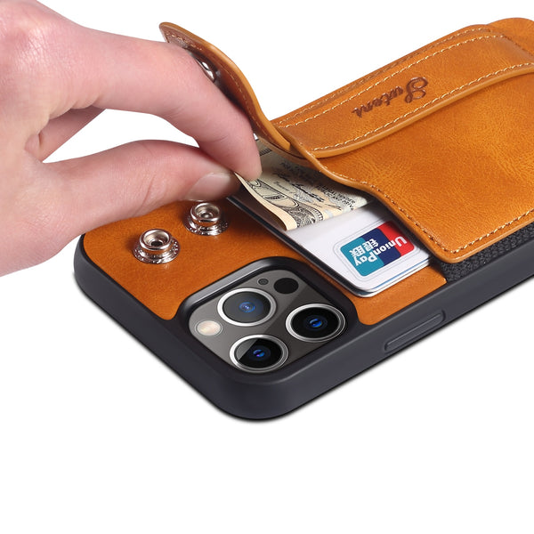 New Leather Wallet Credit Card Slot Case With Hand Strap For iPhone 13 12 Series