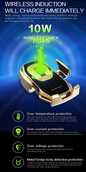 New Smart Sensor Car Phone Holder Fast Charge Universal Wireless Charger For Samsung Galaxy S22 S21 S20 & iPhone 14 13 12 Series