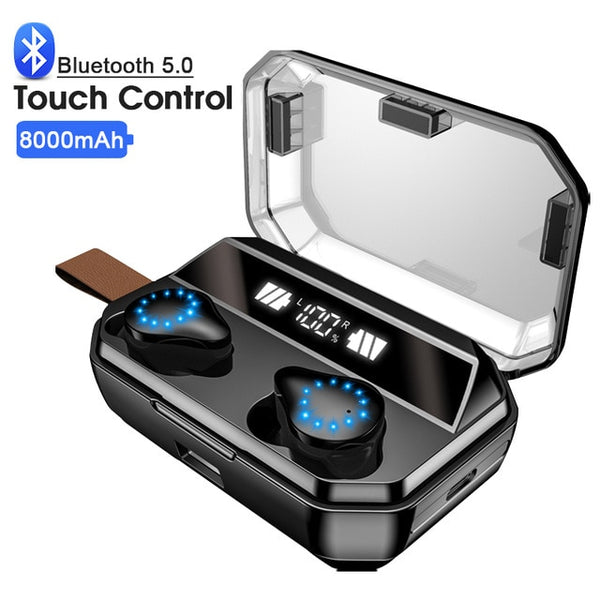 New True Wireless Bluetooth Sports IPX7 Water-Resistant Earbuds Headset With LED Charge Box