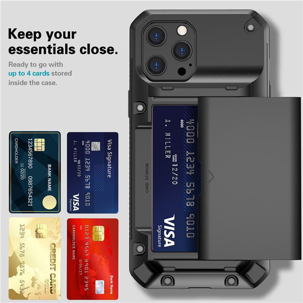 New Shock-Resistant Armor Credit Card Slot Wallet Case For iPhone 14 13 12 11 Series