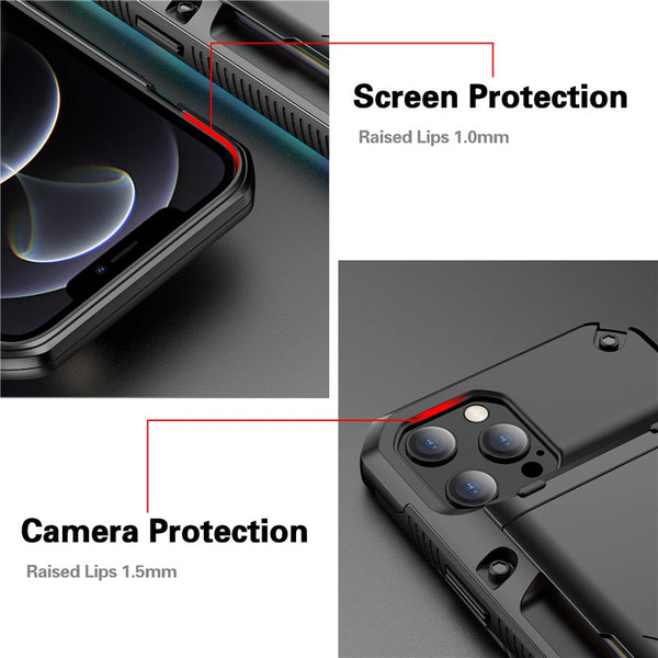 New Shock-Resistant Armor Credit Card Slot Wallet Case For iPhone 14 13 12 11 Series