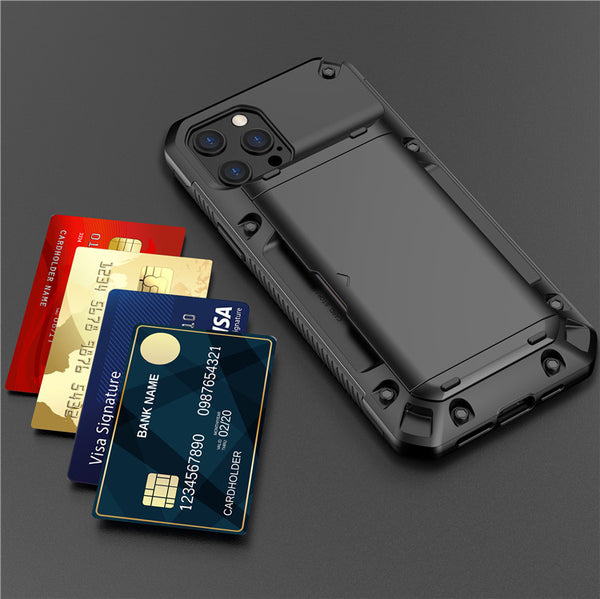 New Shock-Resistant Armor Credit Card Slot Wallet Case For iPhone 14 13 12 11 Series