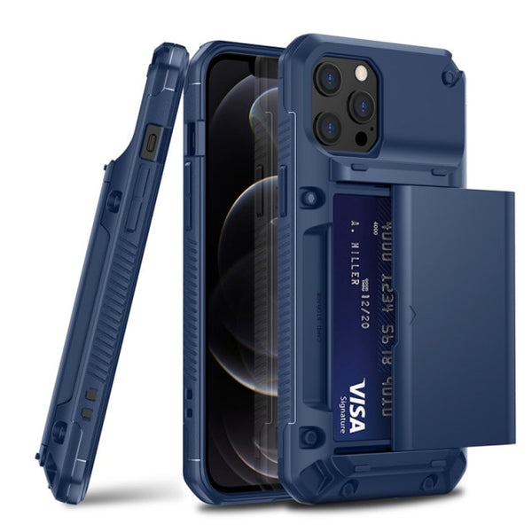 New Shock-Resistant Armor Credit Card Slot Wallet Case For iPhone 14 13 12 11 Series