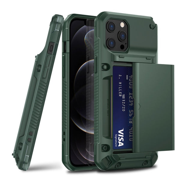 New Shock-Resistant Armor Credit Card Slot Wallet Case For iPhone 14 13 12 11 Series