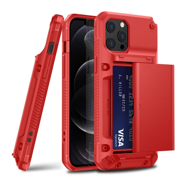 New Shock-Resistant Armor Credit Card Slot Wallet Case For iPhone 14 13 12 11 Series