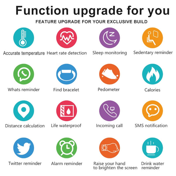 New Fitness Tracker Sports Smart Watch With Thermometer For Android IOS