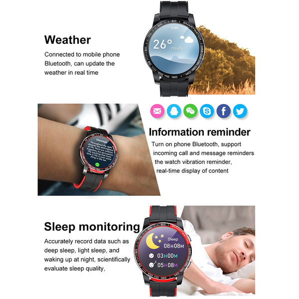 New HD Large Screen Sports Fitness Tracker Smart Watch With Weather Bluetooth Call Features