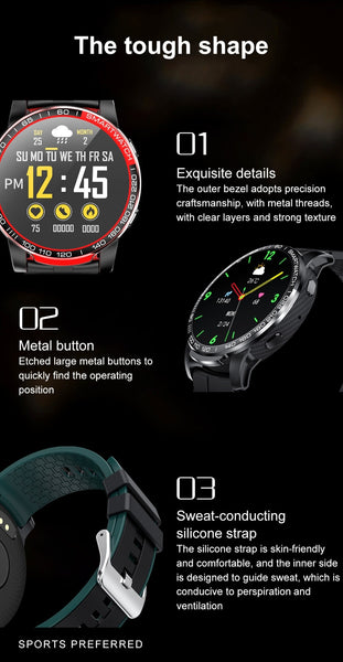 New HD Large Screen Sports Fitness Tracker Smart Watch With Weather Bluetooth Call Features