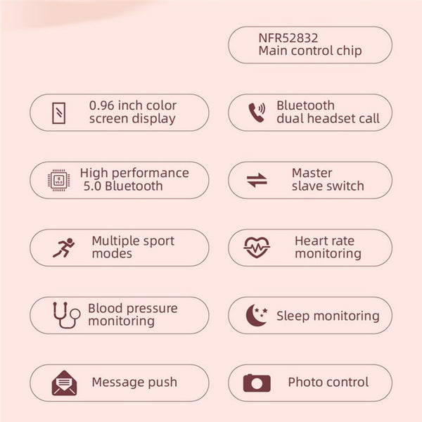 New 2-in-1 True Wireless Bluetooth 5.0 Earbuds Headset Fitness Tracker Smart Watch For iPhone Androids