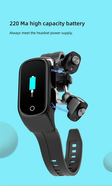 New 2-in-1 True Wireless Bluetooth 5.0 Earbuds Headset Fitness Tracker Smart Watch For iPhone Androids