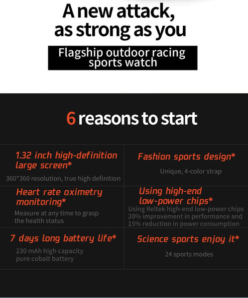 New HD Screen IP68 Waterproof Sports Fitness Tracker Smart Watch For Android IOS