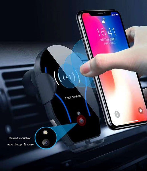 New Intelligent Wireless Car Charger Car Mount Phone Holder For Samsung Galaxy S22 S21 S20 & iPhone 14 13 12 Series
