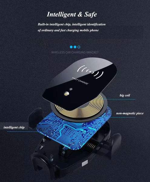 New Intelligent Wireless Car Charger Car Mount Phone Holder For Samsung Galaxy S22 S21 S20 & iPhone 14 13 12 Series