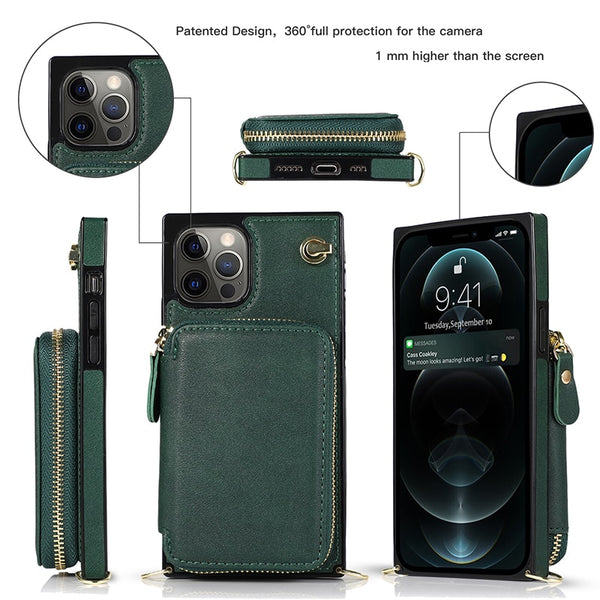 New Zipper Wallet Credit Card Holder Purse Cover Case For iPhone 14 13 12 Series
