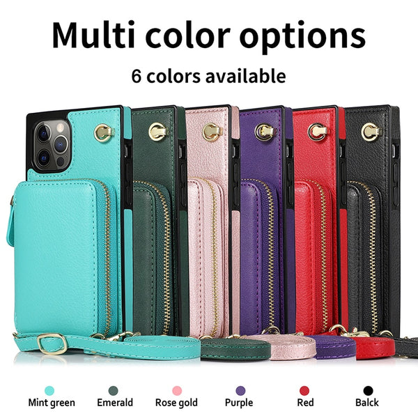 New Zipper Wallet Credit Card Holder Purse Cover Case For iPhone 14 13 12 Series