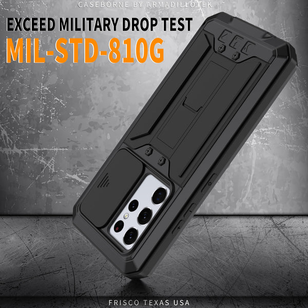 New Heavy Duty Protective Cover Armor Metallic Case With Kickstand For S25 S24 S23 Plus Ultra Series