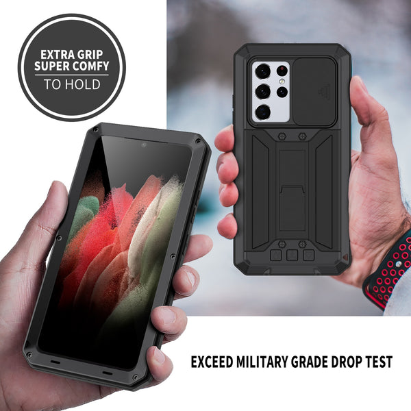 New Heavy Duty Protective Cover Armor Metallic Case With Kickstand For S25 S24 S23 Plus Ultra Series