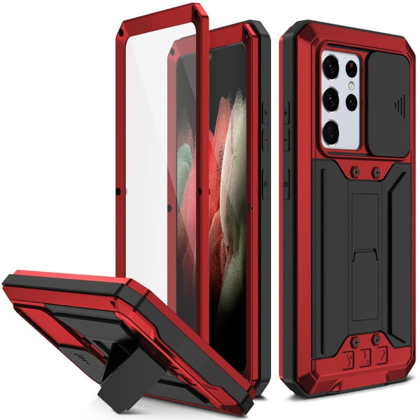 New Heavy Duty Protective Cover Armor Metallic Case With Kickstand For S25 S24 S23 Plus Ultra Series
