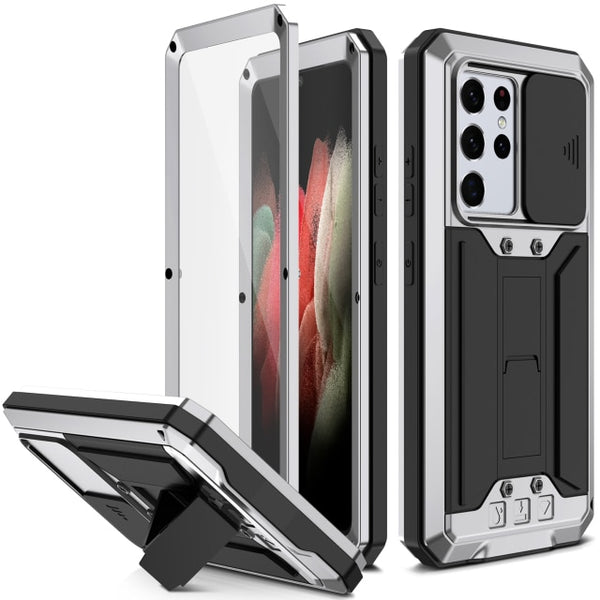 New Heavy Duty Protective Cover Armor Metallic Case With Kickstand For S25 S24 S23 Plus Ultra Series