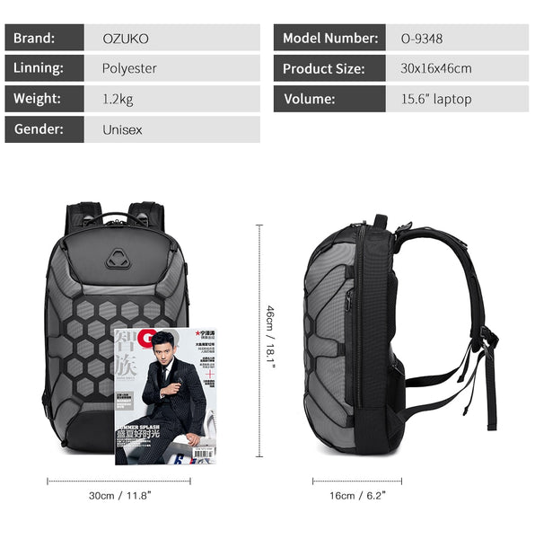 New 15.6 Inch Laptop Bag Anti-Theft Water Repellent USB Charging Travel Backpack