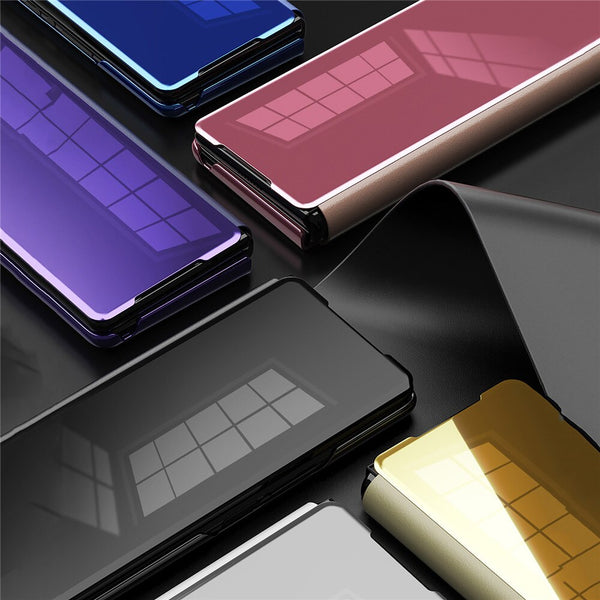 New Mirror Leather Protective Flip Case For Samsung Galaxy Z Fold 6 5 4 Series