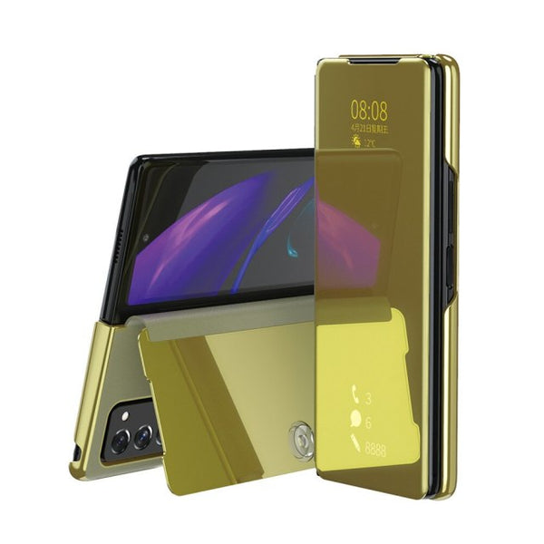 New Mirror Leather Protective Flip Case For Samsung Galaxy Z Fold 6 5 4 Series