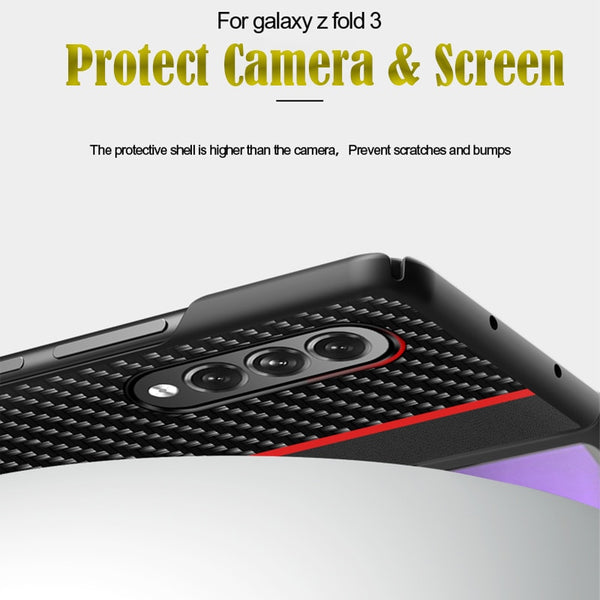 New Carbon Fiber Textured Leather Cover Case For Samsung Galaxy Z Fold 2 3 Series