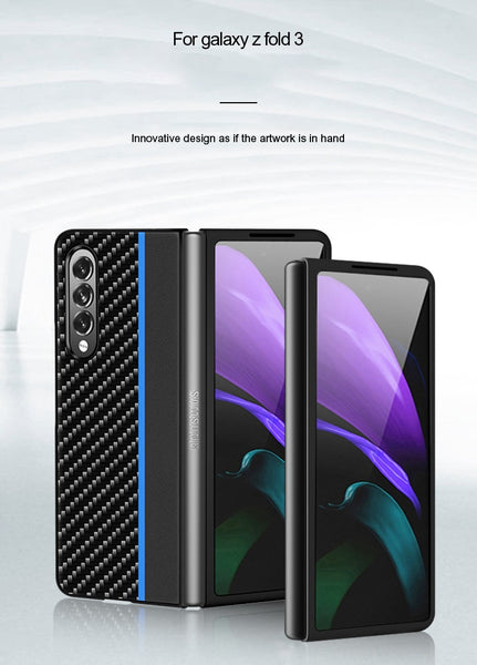 New Carbon Fiber Textured Leather Cover Case For Samsung Galaxy Z Fold 2 3 Series