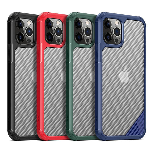 New Carbon Fiber Silicone Shock-Resistant Case Cover For iPhone XS 11 12 13 Pro Max Series
