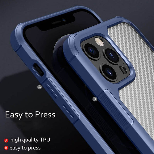 New Carbon Fiber Silicone Shock-Resistant Case Cover For iPhone XS 11 12 13 Pro Max Series