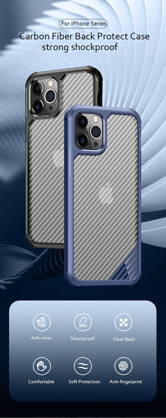 New Carbon Fiber Silicone Shock-Resistant Case Cover For iPhone XS 11 12 13 Pro Max Series