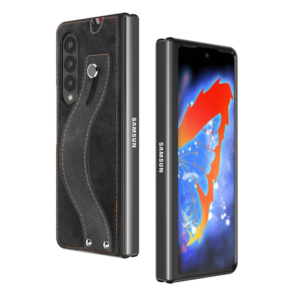 New Slim Lightweight Leather Protective Bumper Case With Hand Strap For Samsung Galaxy Z Fold 3 5G Series