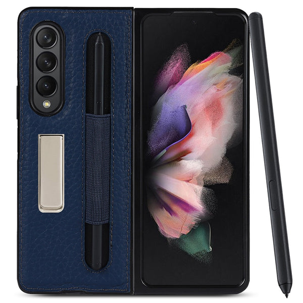 New Magnetic Portable Slim Protective Leather Case With Pen Holder & Kickstand For Galaxy Z Fold 3 5G Series