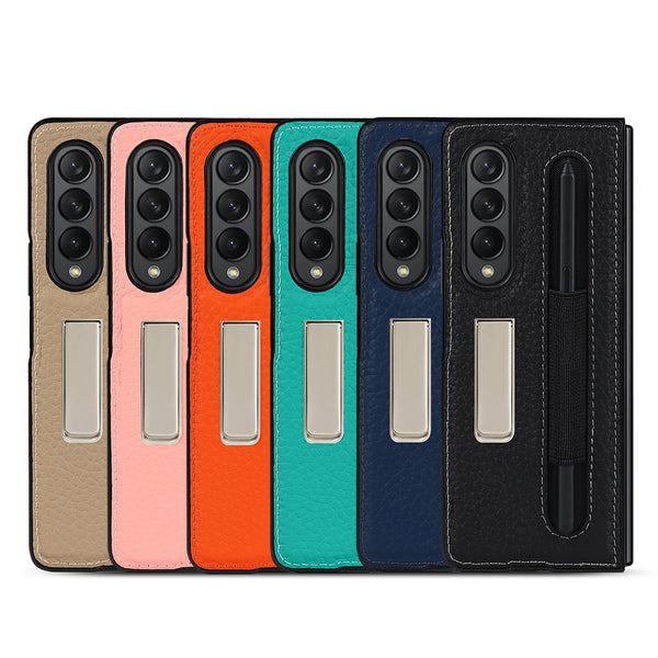 New Magnetic Portable Slim Protective Leather Case With Pen Holder & Kickstand For Galaxy Z Fold 3 5G Series