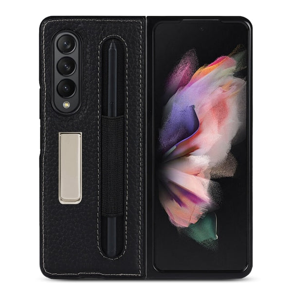 New Magnetic Portable Slim Protective Leather Case With Pen Holder & Kickstand For Galaxy Z Fold 3 5G Series