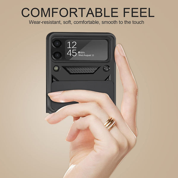 New Slim Compact Magnetic Protective Armor Cover Case With Lens Protection Ring Holder Kickstand For Samsung Galaxy Z Flip 3 4 5G Series