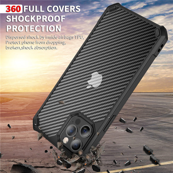New Transparent Carbon Fiber Textured Case Cover For iPhone XS 11 12 13 Pro Max Series