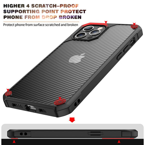 New Transparent Carbon Fiber Textured Case Cover For iPhone XS 11 12 13 Pro Max Series