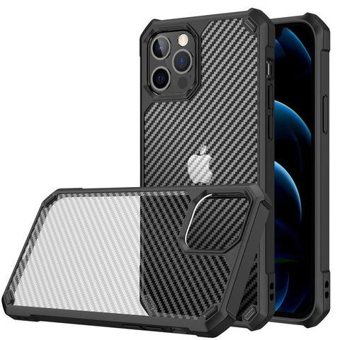 New Transparent Carbon Fiber Textured Case Cover For iPhone XS 11 12 13 Pro Max Series